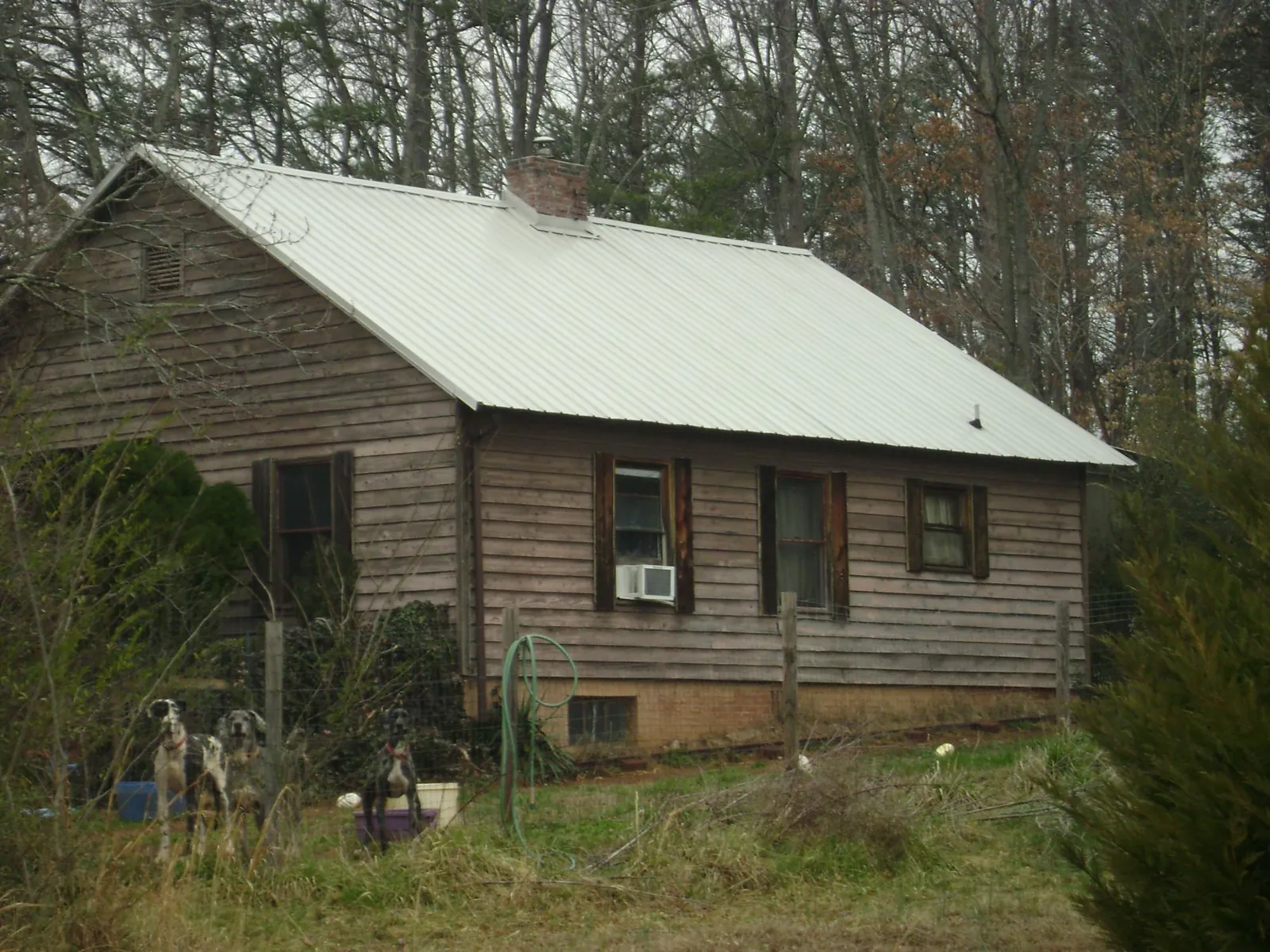 White metal roof on an old wood sided farmhouse, from a Metal Roof Installation job in Centennial